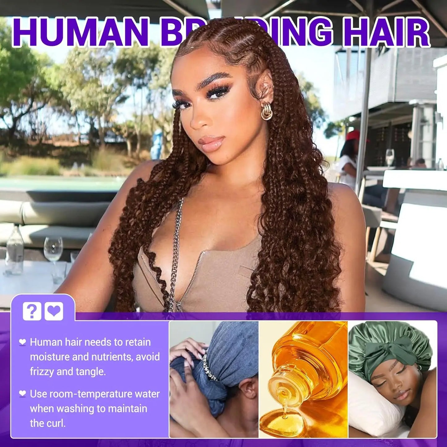 22 24Inch Deep Wave Bulk Human Hair for Boho Braids No Weft Colored 100% 12A Human Hair Bulk Curly Extensions for Braiding
