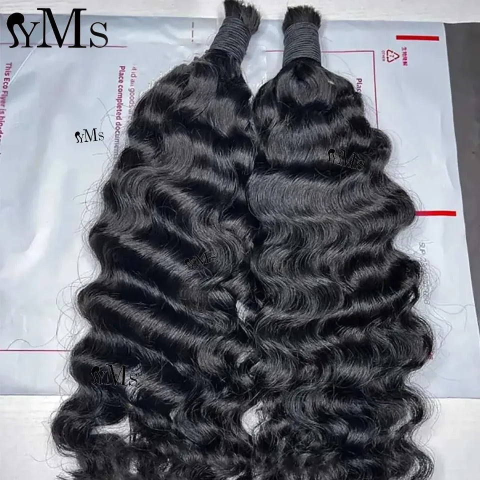 Burmese Curly Bulk Human Hair For Braiding Wholesale YMS Boho Braids Human Hair Extensions No Weft Double Drawn Curly Hair Bulk
