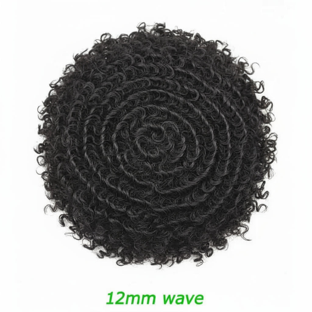 4mm Wave Afro Human Hair Wigs for Men Thin Skin