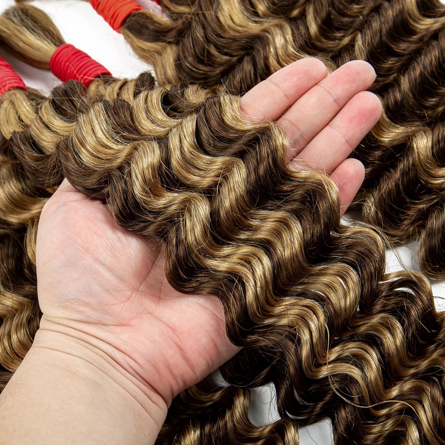 22 24Inch Deep Wave Bulk Human Hair for Boho Braids No Weft Colored 100% 12A Human Hair Bulk Curly Extensions for Braiding