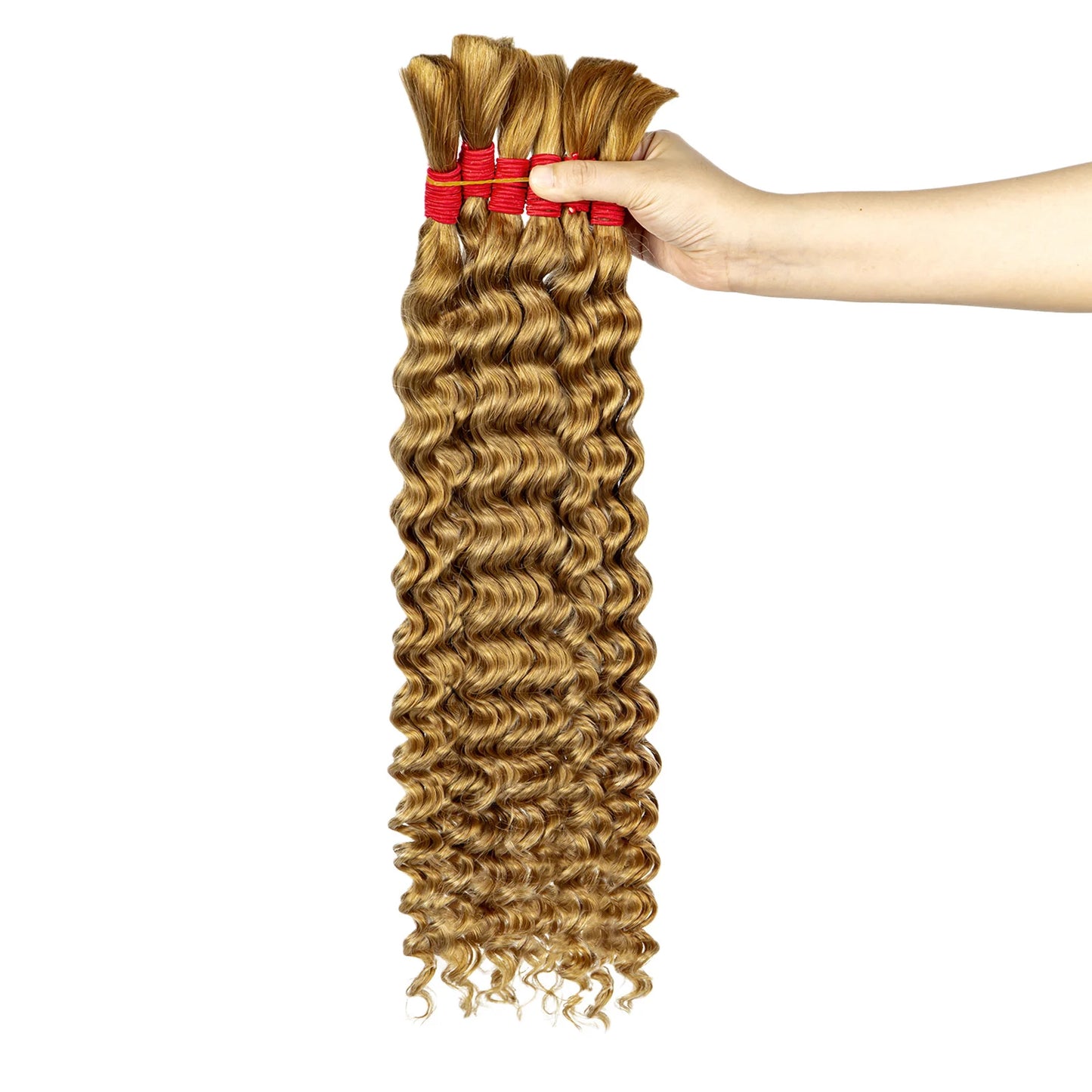 22 24Inch Deep Wave Bulk Human Hair for Boho Braids No Weft Colored 100% 12A Human Hair Bulk Curly Extensions for Braiding