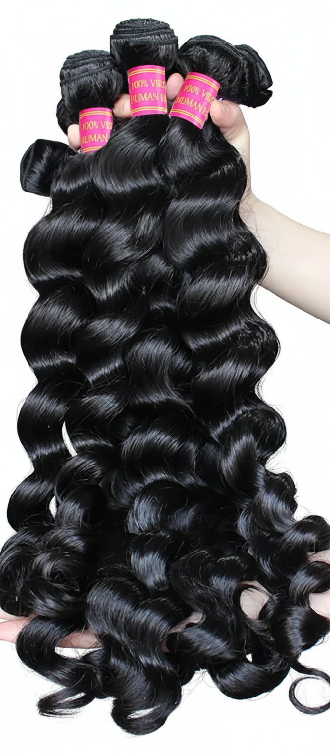 30 Inch Bundles Peruvian Loose Wave Hair Bundles 100% Human Hair Extensions
