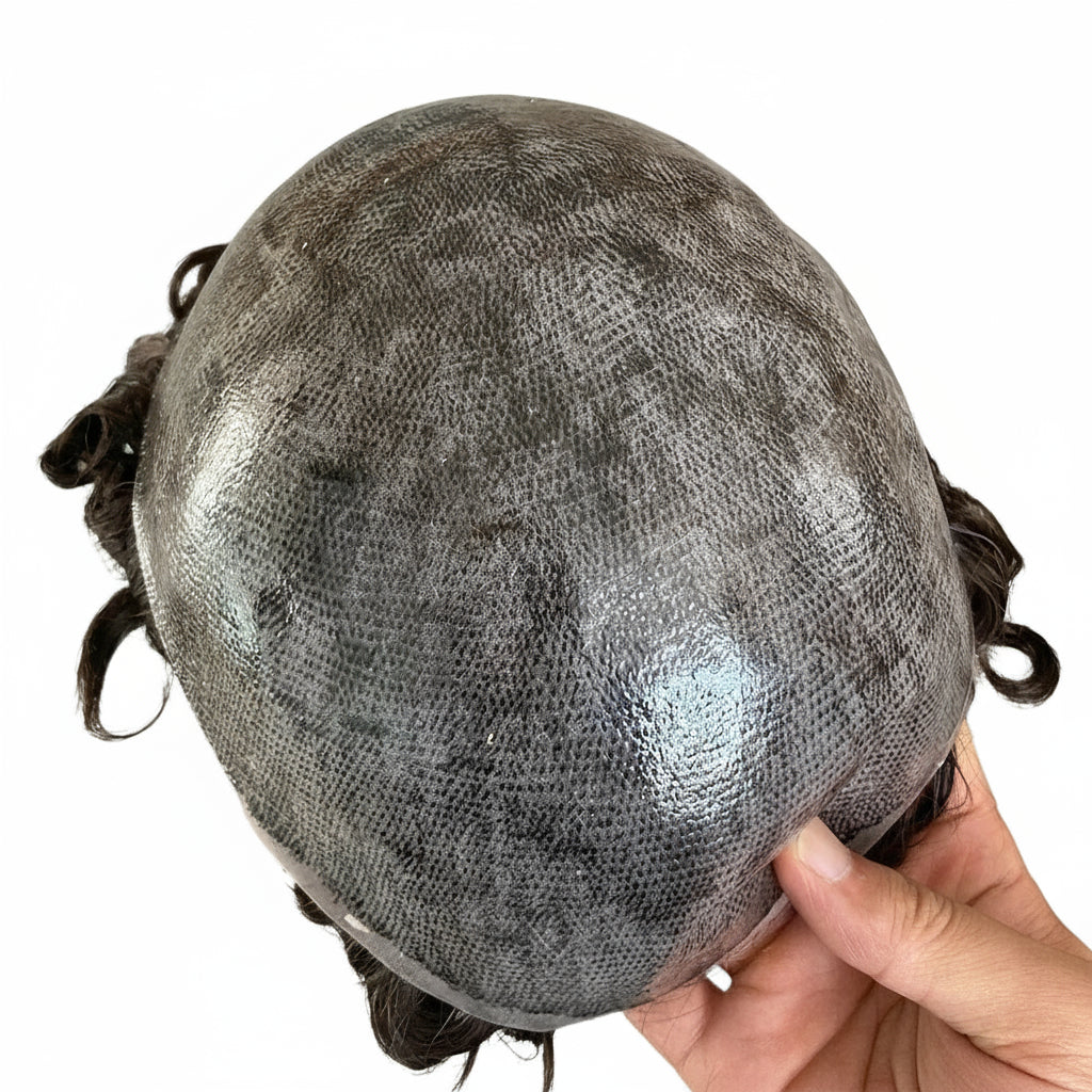 15mm Curly Mens Wig Durable Skin Toupee African American Human Hair Microskin