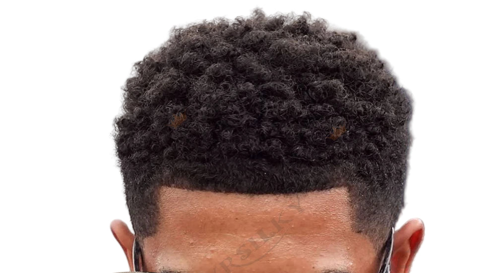 Undetectable Dark Brown Human Hair Afro Men Toupee