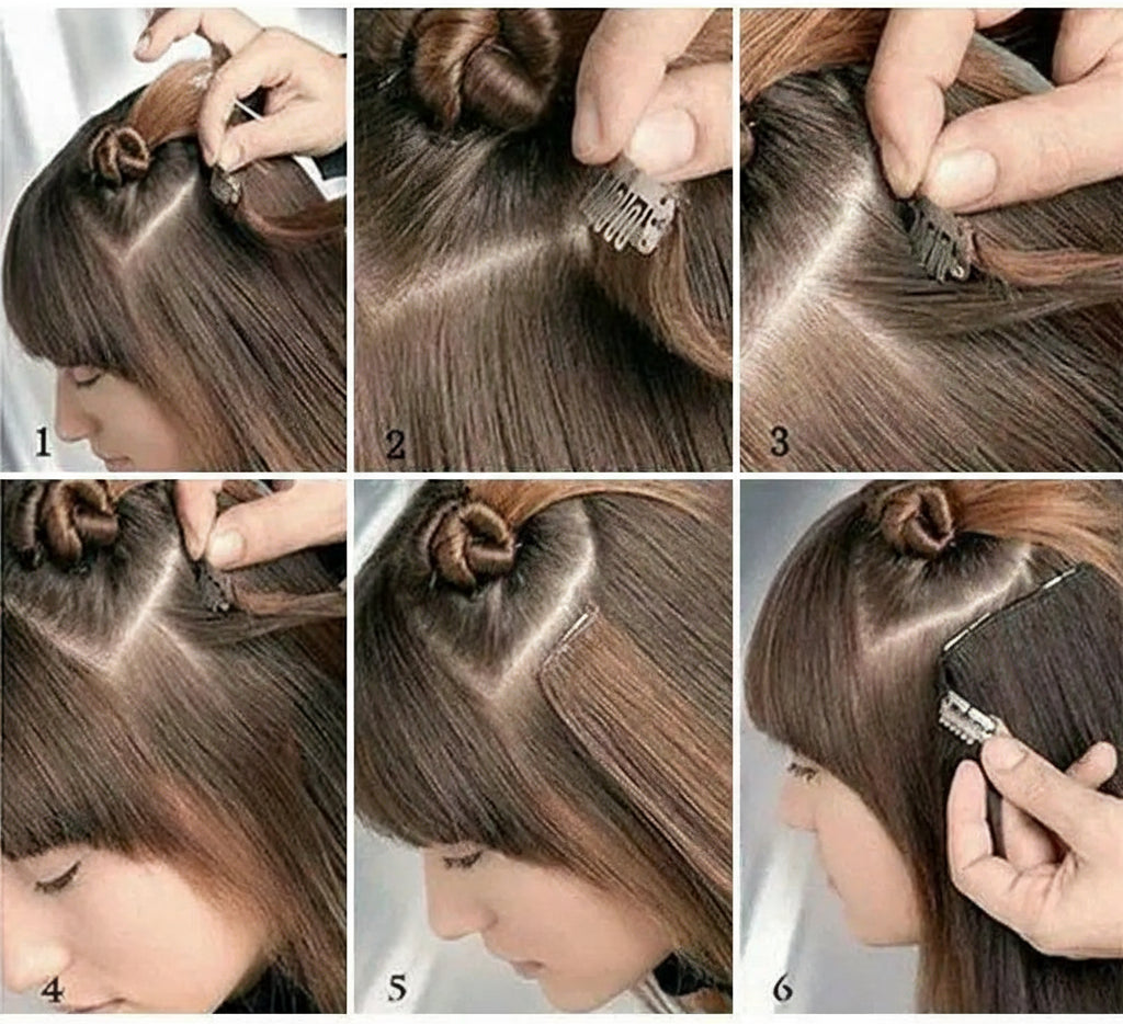 6Pieces/Set Silky Synthetic 24Inch Straight Hair Extension