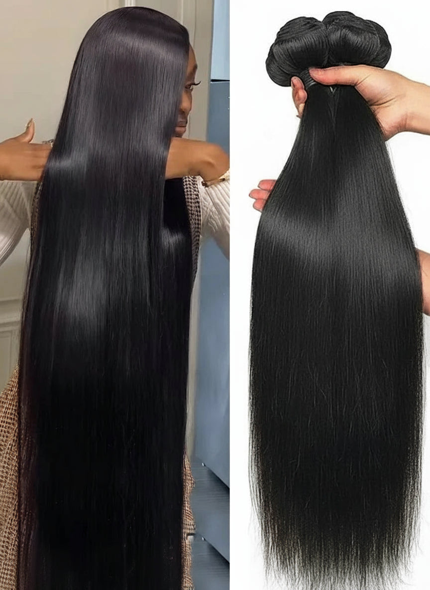 38 40 Inch Raw Straight Bundles 100% Human Hair 3 4 5 Bundle Brazilian Weave Virgin Raw Hair Human Hair Bundles Extensions Black