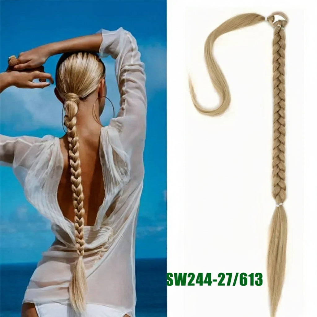 80cm Long Synthetic Braided Ponytail With Rubberband