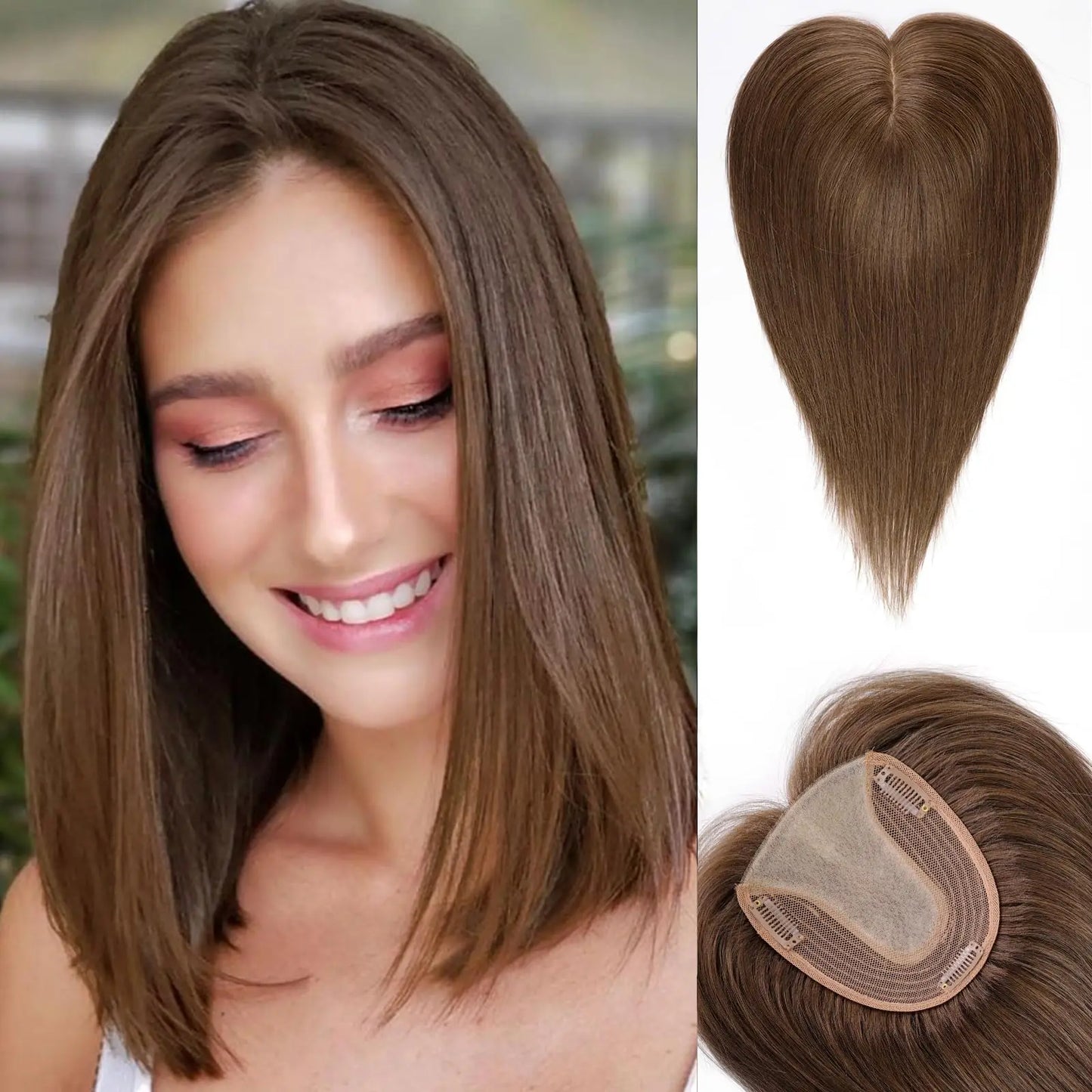 Brown Mixed Blonde Remy Human Hair Toppers