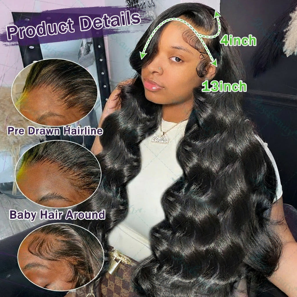 200% Transparent Body Wave Lace Front Brazilian 13x4 Curly Human Hair Wigs 13x6 Hd Lace Frontal Wig For Women 5x5 Closure Wig