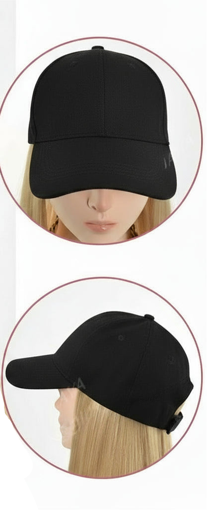 Hat wigs Cap with Hair Blonde Straight Hair Extensions Synthetic