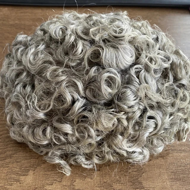 15mm Curly Mens Wig Durable Skin Toupee African American Human Hair Microskin