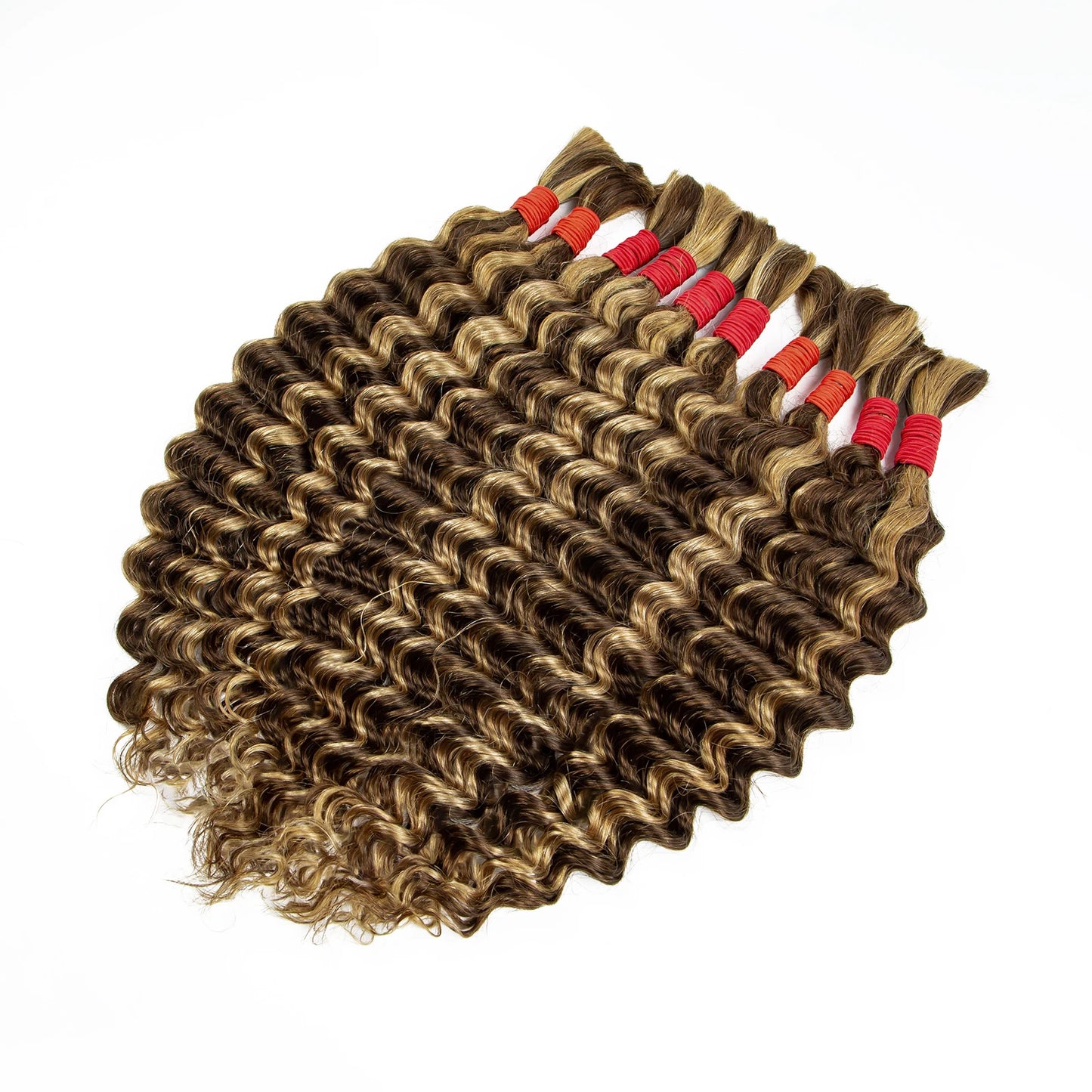 22 24Inch Deep Wave Bulk Human Hair for Boho Braids No Weft Colored 100% 12A Human Hair Bulk Curly Extensions for Braiding