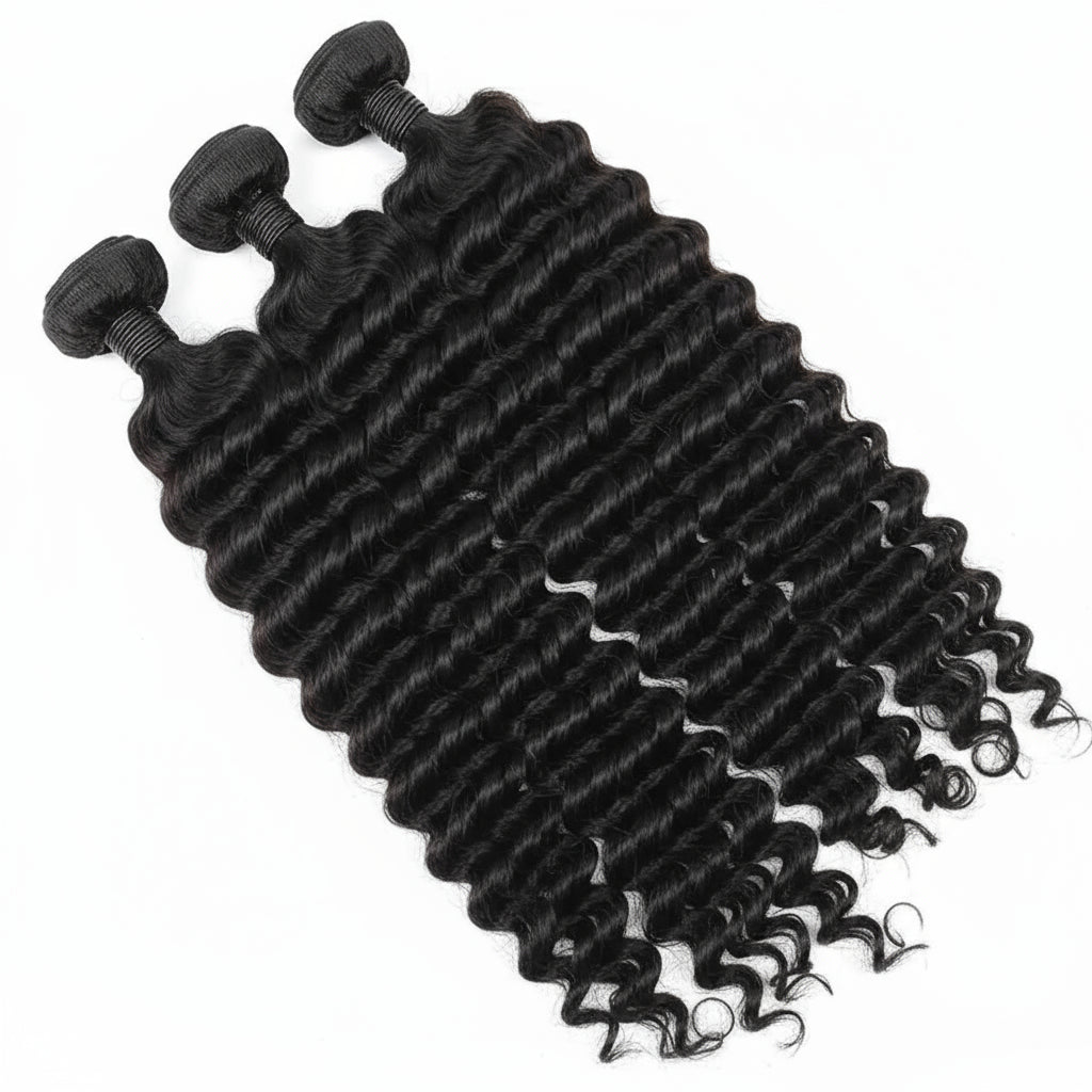 Deep Wave Human Hair Bundles 24 26 28 inch Deep Curly Bundles 100% Human Hair for Women Brazilian Raw Hair Extensions