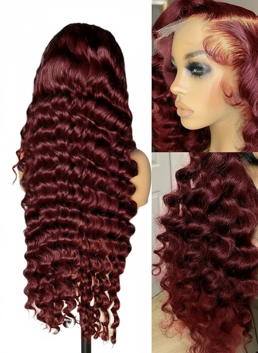 Reddish Brown Loose Deep 13x6 HD Lace Front Human Wig Pre plucked