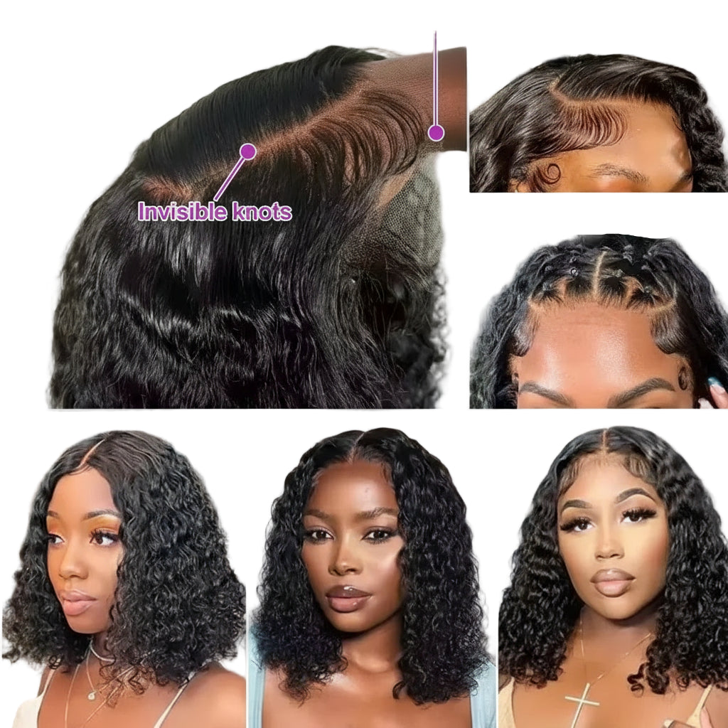 Short Curly Bob Hair Wigs 220 Density