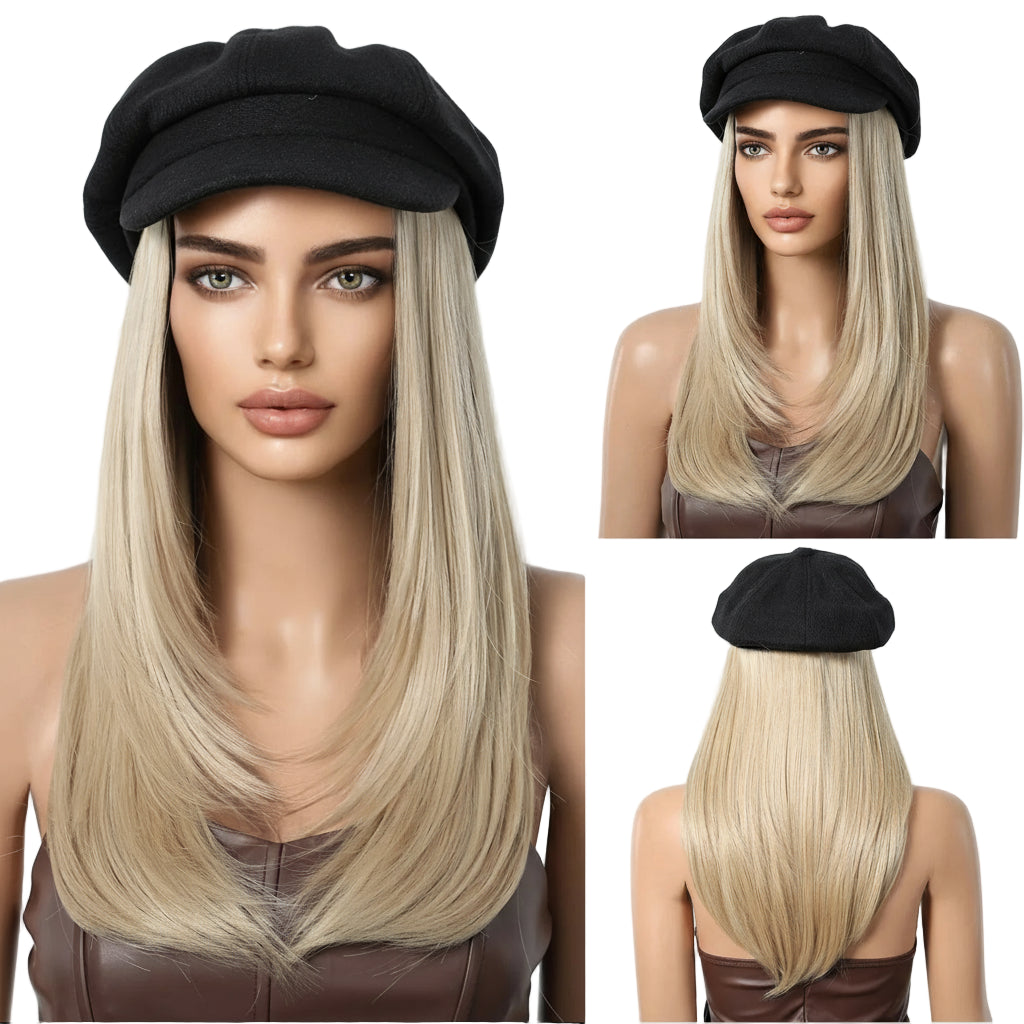 Hat Wig Blonde  Synthetic Hair Extension