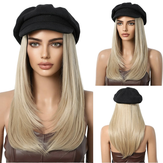 Hat Wig Blonde  Synthetic Hair Extension