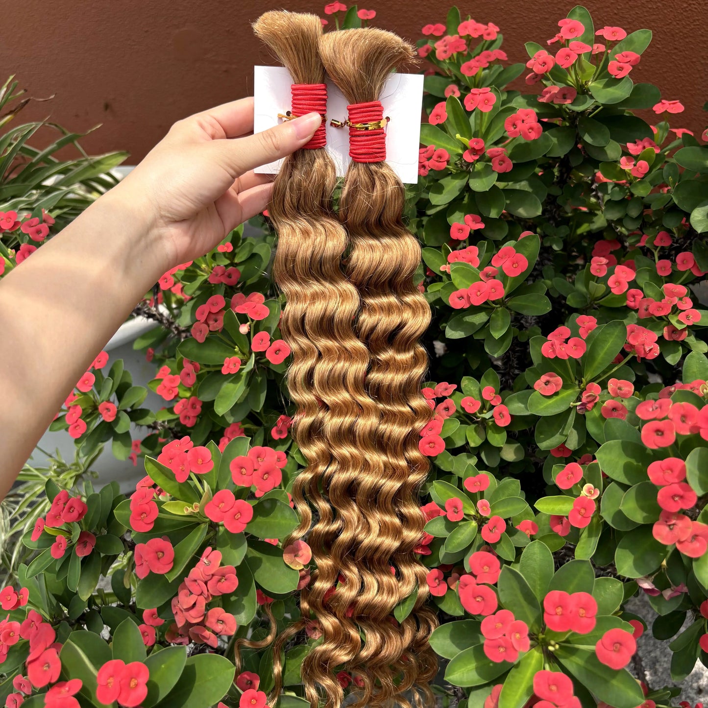22 24Inch Deep Wave Bulk Human Hair for Boho Braids No Weft Colored 100% 12A Human Hair Bulk Curly Extensions for Braiding