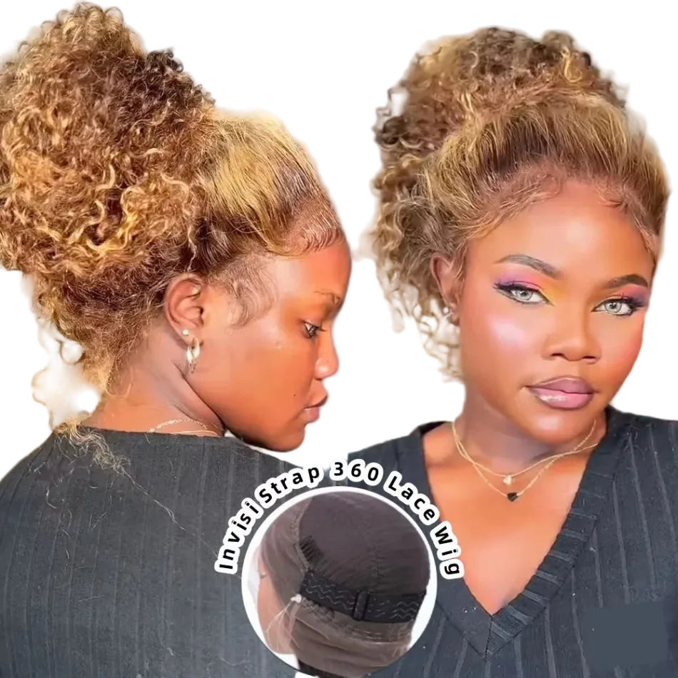 360 Full HD Lace Wig Human Hair Pre Plucked Highlight Deep Wave