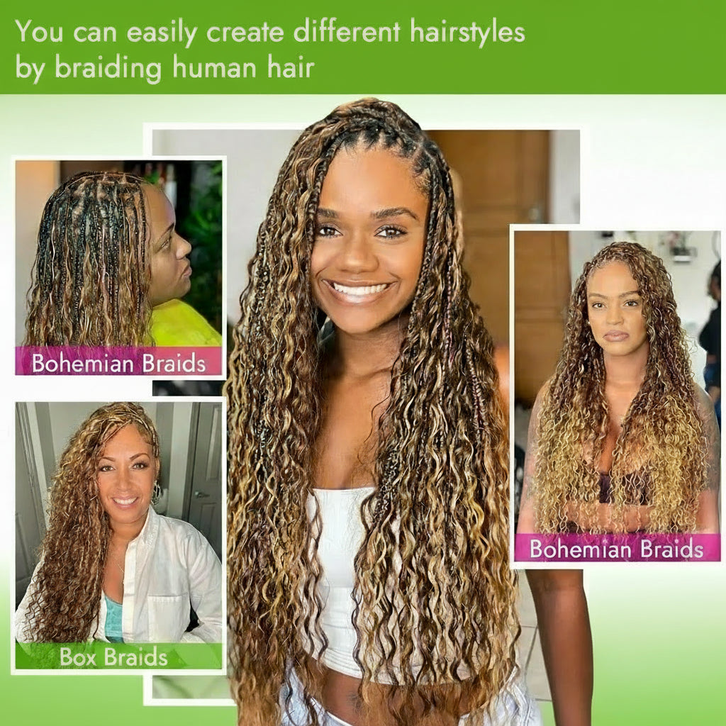 Deep Wave Bulk Human Hair Braiding P4/27 Highligt Blonde Curly Brazilian