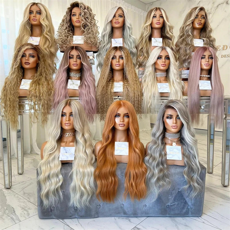 Wig female Ombre Platinum Blonde