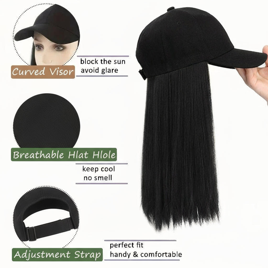 18Inch Synthetic Baseball Cap  Long  Hair Extensions
