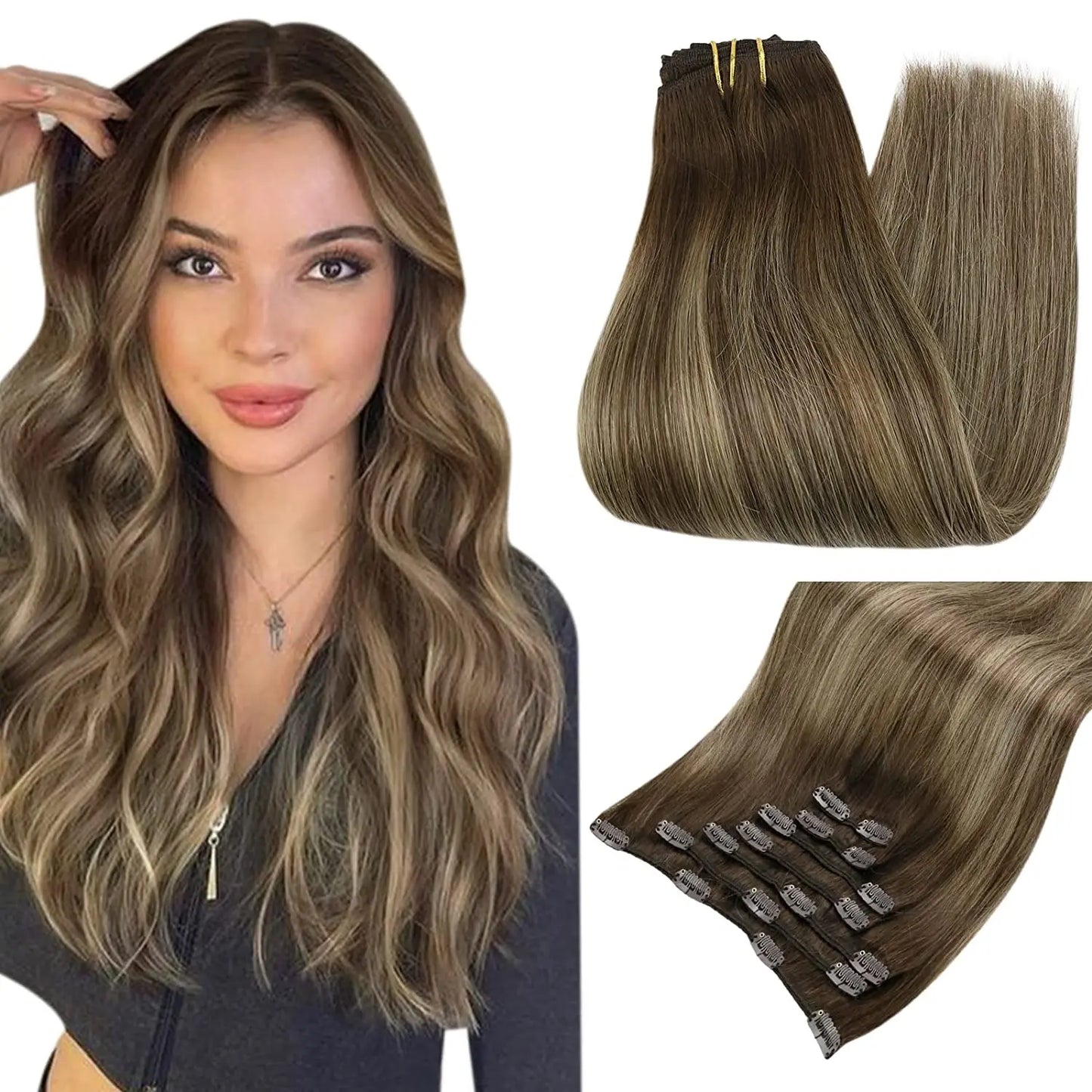 Human Hair Extensions Clips