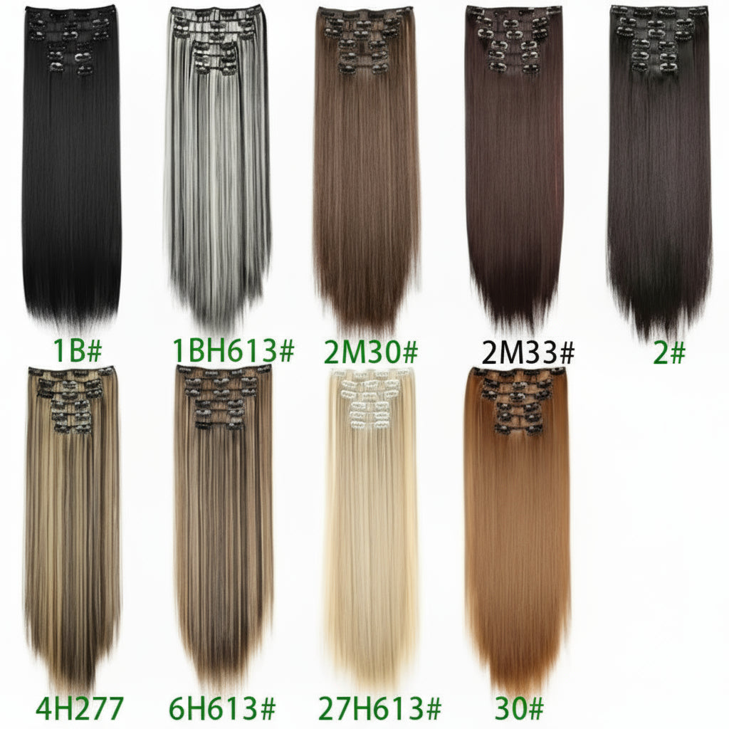 6Pieces/Set Silky Synthetic 24Inch Straight Hair Extension
