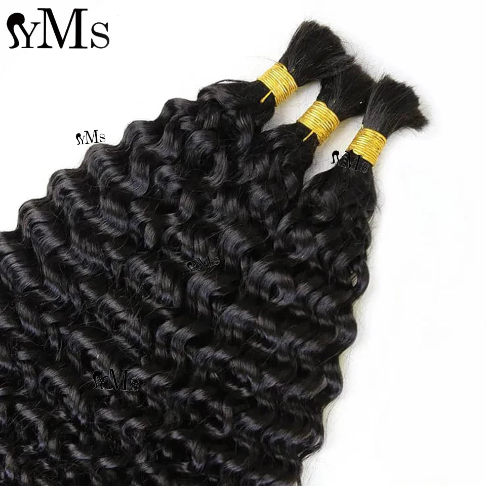 Double Drawn Burmese Spanish Curl Bulk Human Hair No Weft YMS Double Drawn Curly Human Braiding Hair For Women 4pcs Full Head