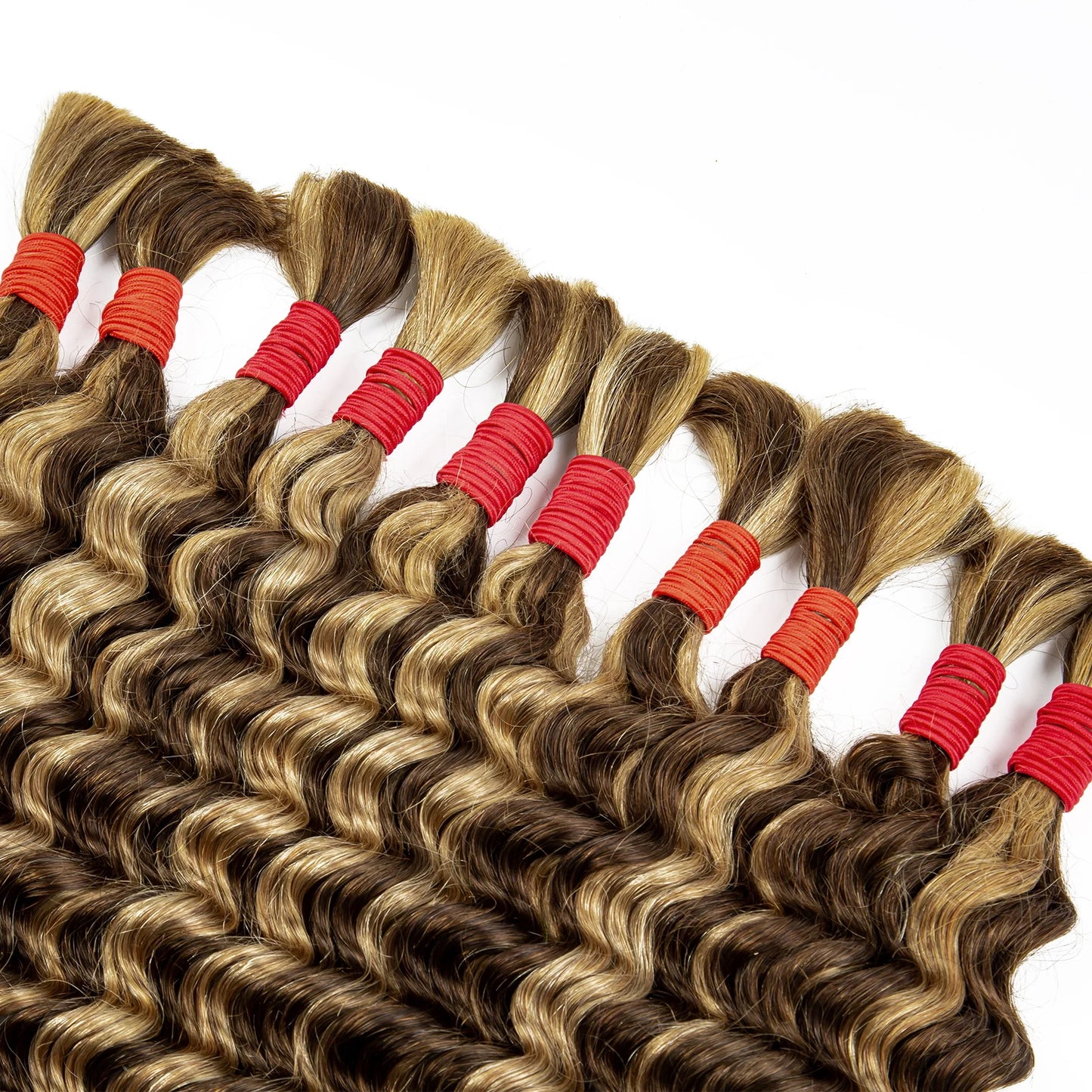 22 24Inch Deep Wave Bulk Human Hair for Boho Braids No Weft Colored 100% 12A Human Hair Bulk Curly Extensions for Braiding