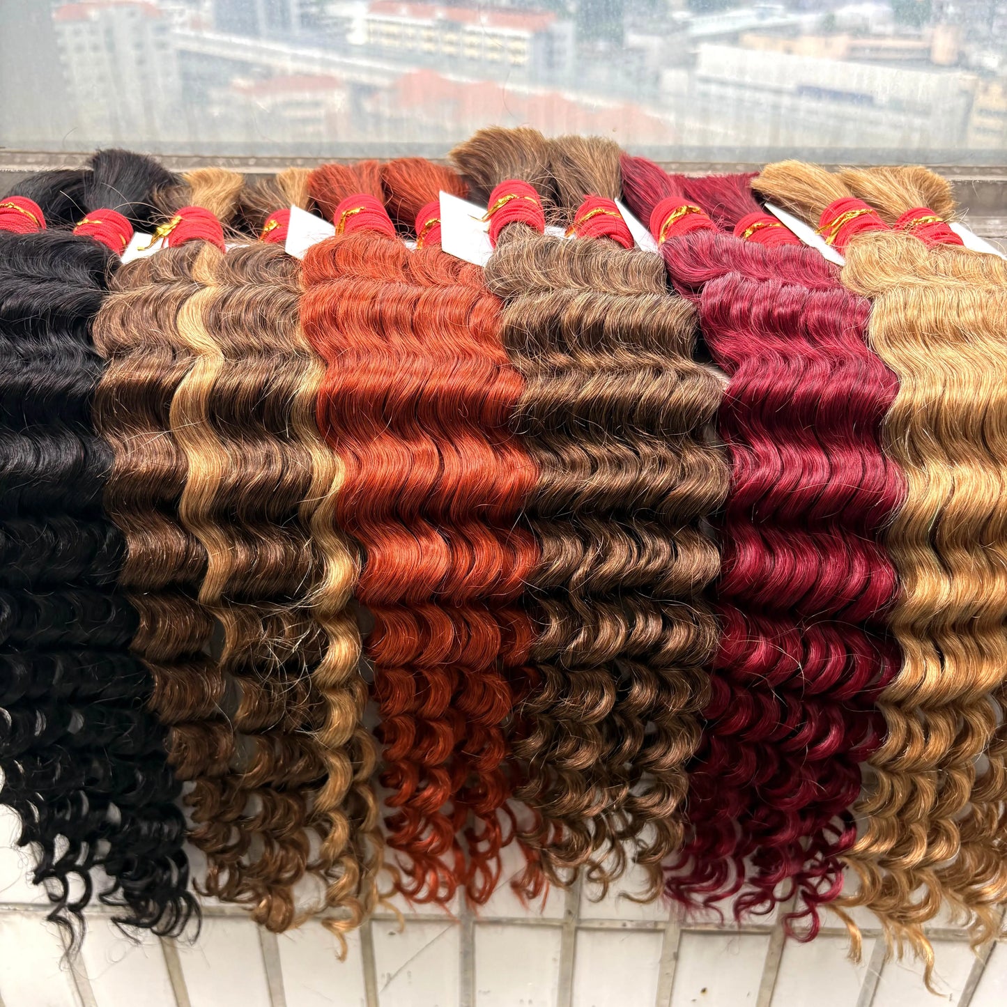 22 24Inch Deep Wave Bulk Human Hair for Boho Braids No Weft Colored 100% 12A Human Hair Bulk Curly Extensions for Braiding
