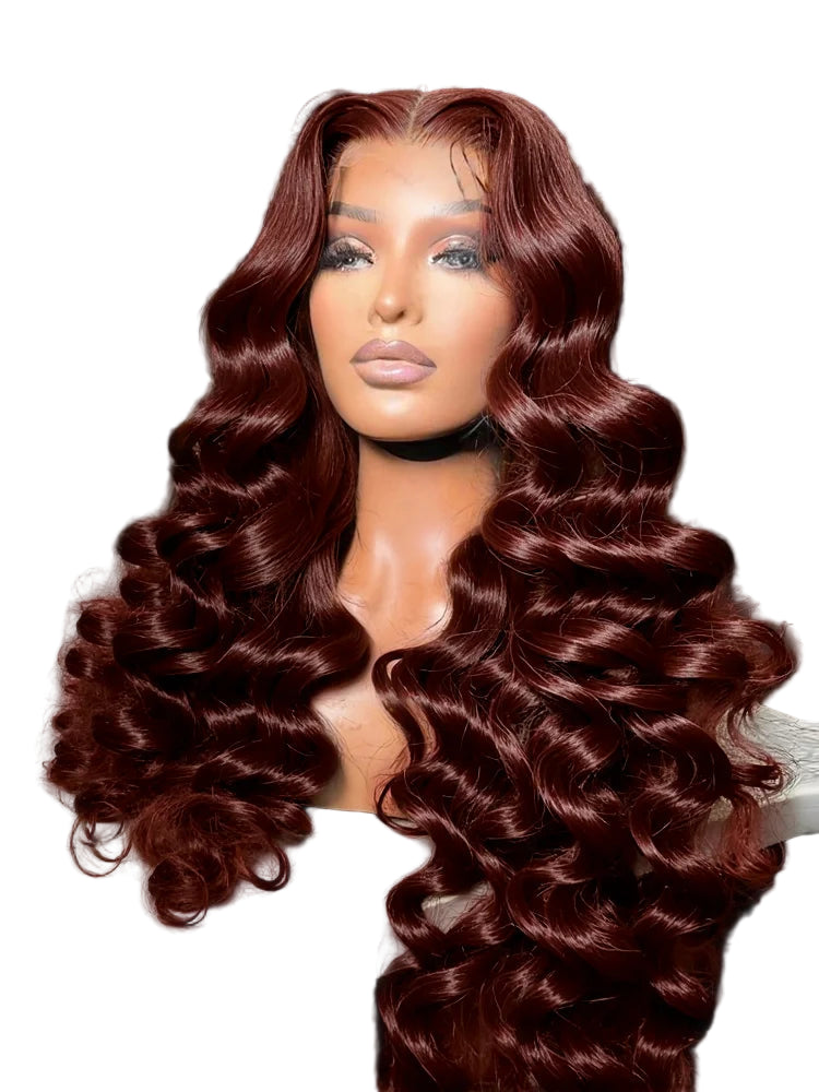 Reddish Brown Loose Deep 13x6 HD Lace Front Human Wig Pre plucked