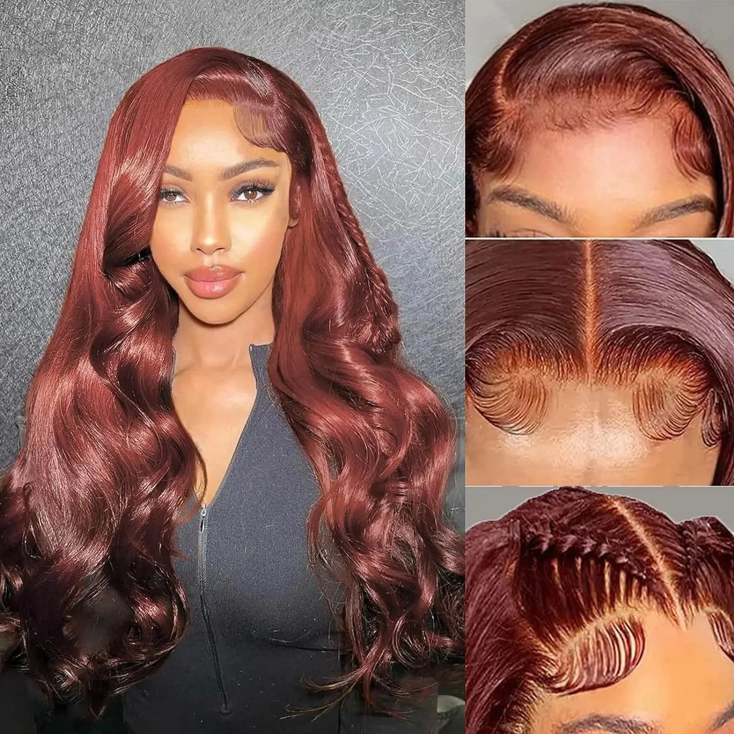 Reddish Brown 13x4 Body Wave Lace Frontal Wigs Human Hair