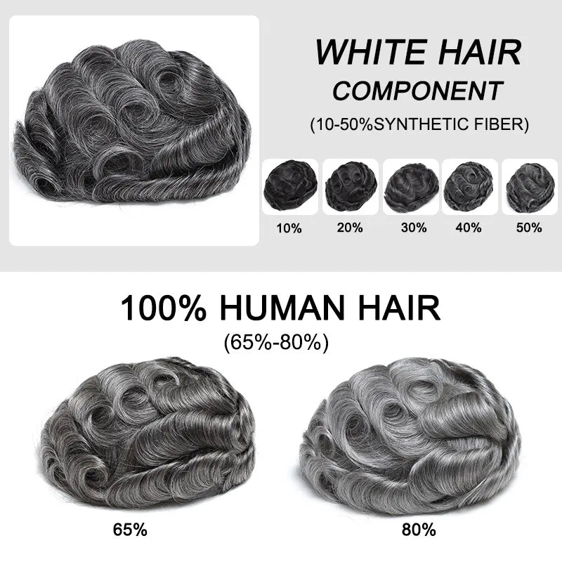Men Grey Hair Natural Hairline Lace Front Unit