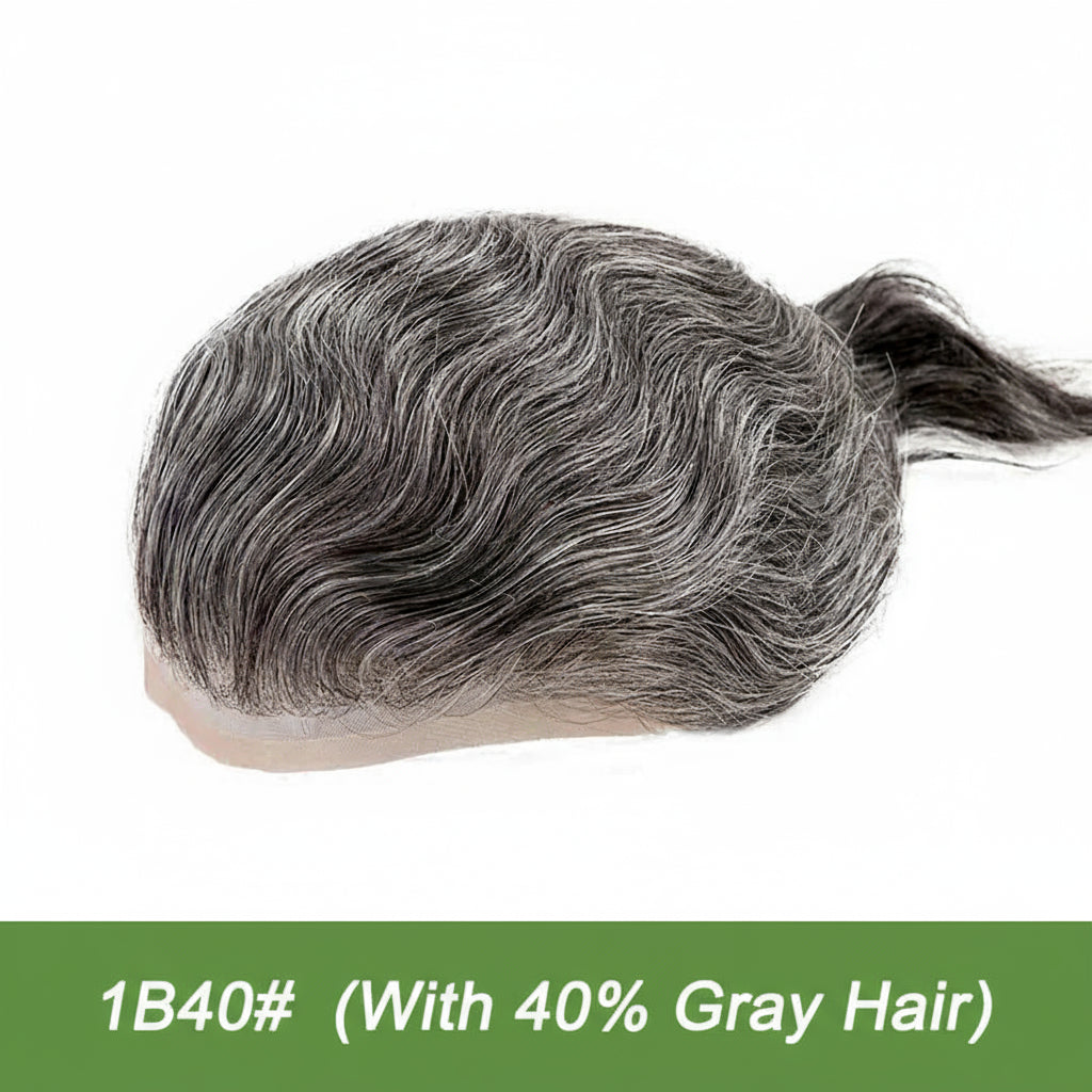 Men Grey Hair Natural Hairline Lace Front Unit