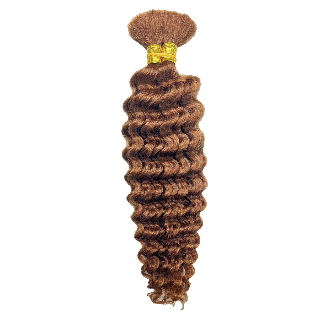 Deep Wave Bulk Human Hair Braiding P4/27 Highligt Blonde Curly Brazilian