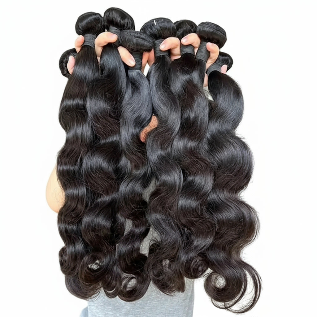 24inch Body Wave Human Hair Bundles 100% Brazilian Raw Human Hair 1/3/4 Bundles for Women 10A Thick Bundles