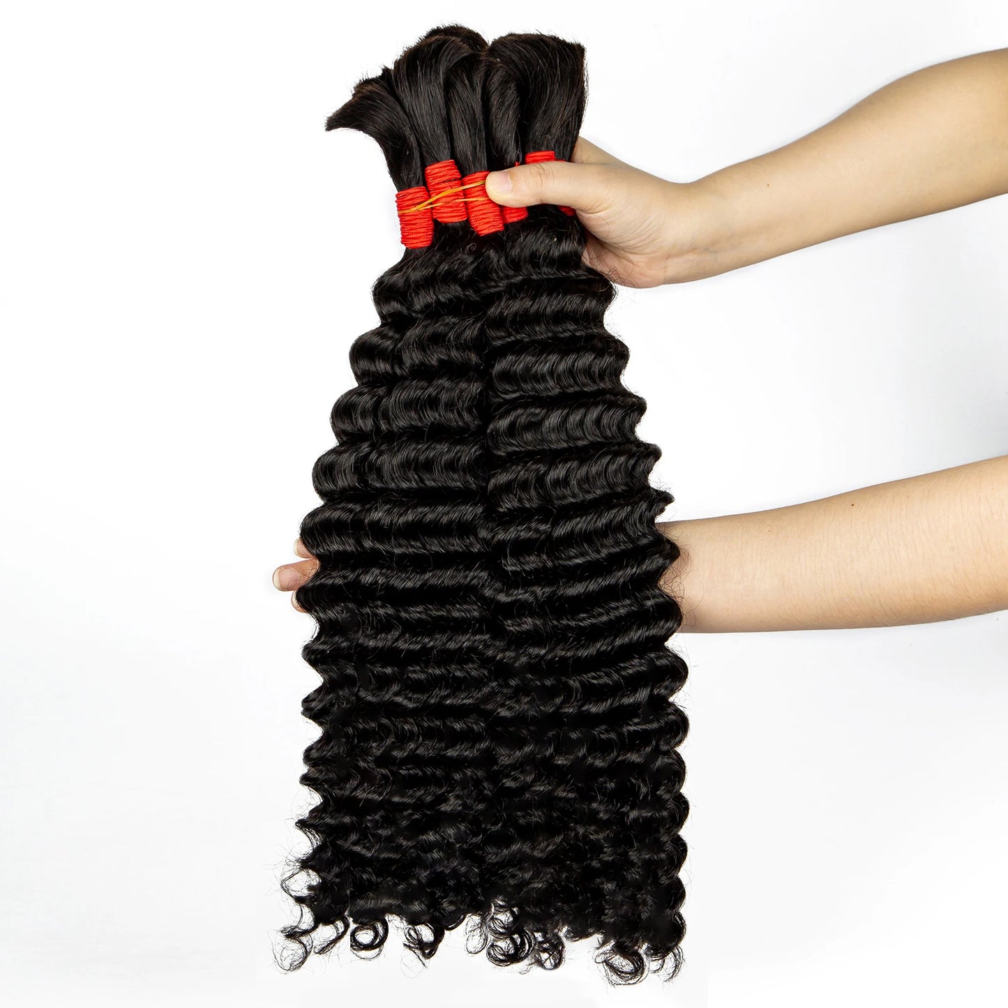 22 24Inch Deep Wave Bulk Human Hair for Boho Braids No Weft Colored 100% 12A Human Hair Bulk Curly Extensions for Braiding