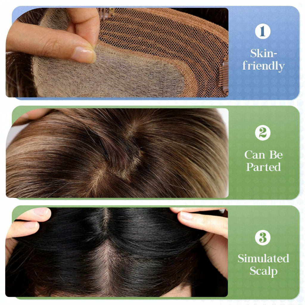 Brown Mixed Blonde Remy Human Hair Toppers