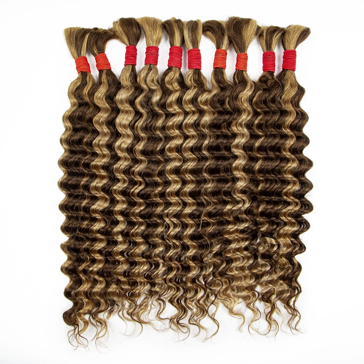 22 24Inch Deep Wave Bulk Human Hair for Boho Braids No Weft Colored 100% 12A Human Hair Bulk Curly Extensions for Braiding