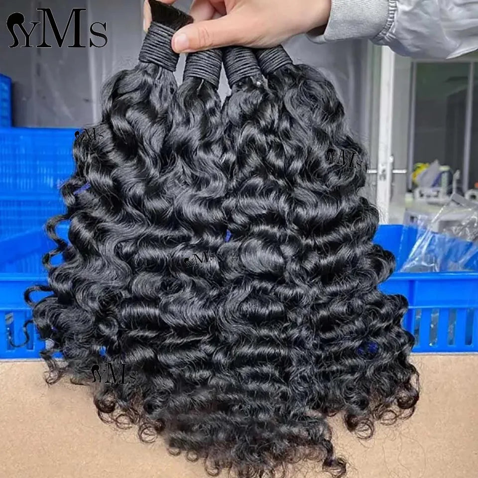 Burmese Curly Bulk Human Hair For Braiding Wholesale YMS Boho Braids Human Hair Extensions No Weft Double Drawn Curly Hair Bulk