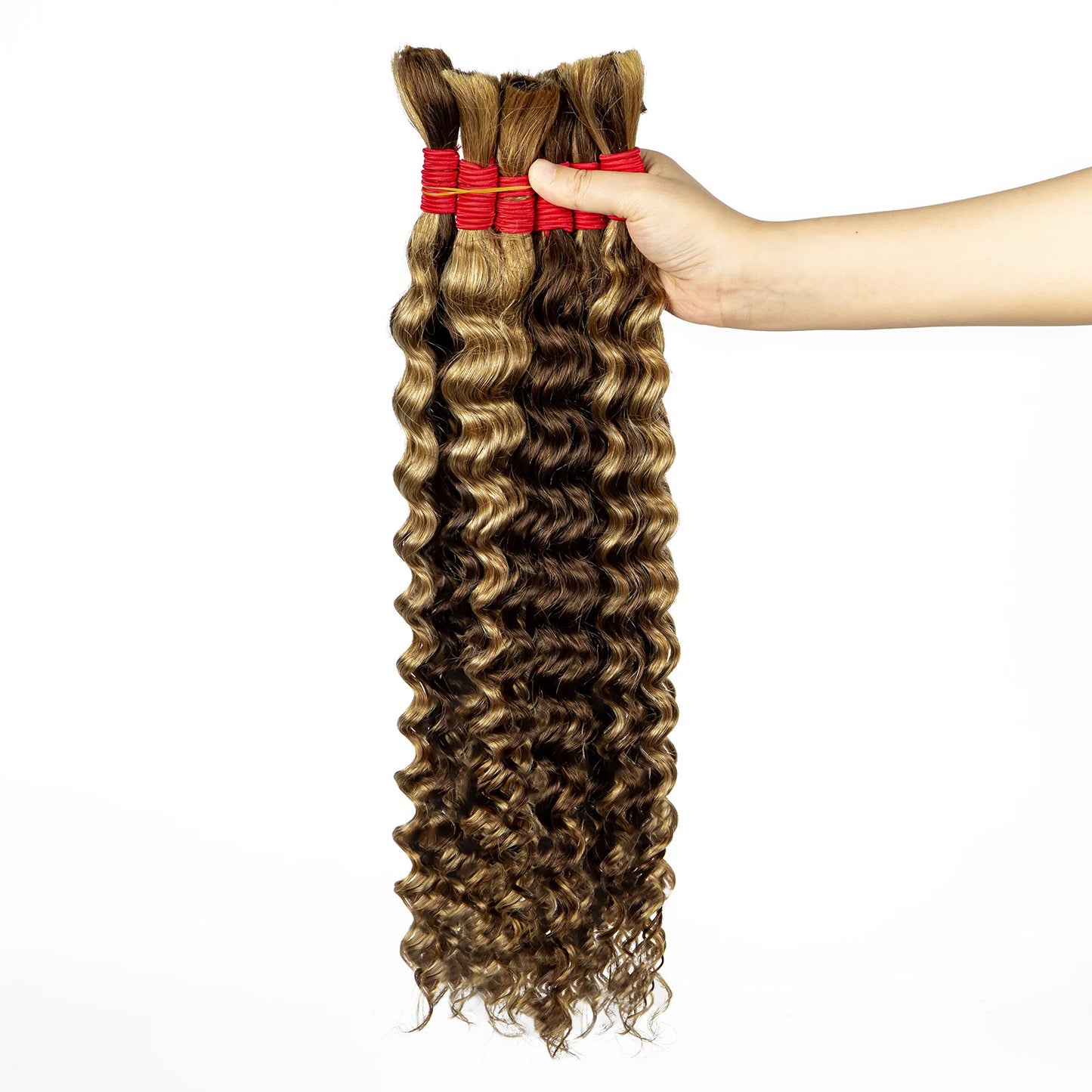 22 24Inch Deep Wave Bulk Human Hair for Boho Braids No Weft Colored 100% 12A Human Hair Bulk Curly Extensions for Braiding